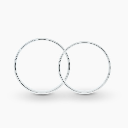 Obrączki Lazio z białego platynowanego złota 585 płaskie fazowane 5 mm z soczewką