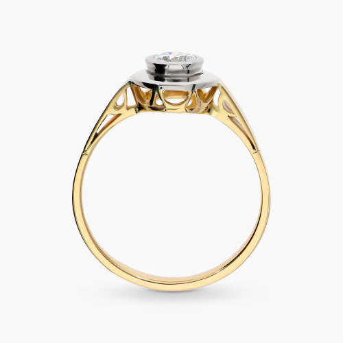 Pierścionek dwukolorowe złoto 585 z brylantem 0,41 ct