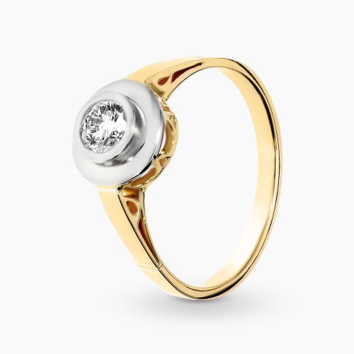 Pierścionek dwukolorowe złoto 585 z brylantem 0,41 ct