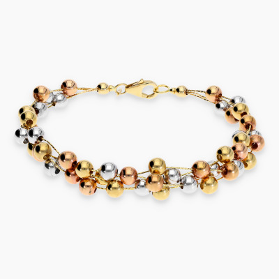 Bransoletka z żółtego, różowego i białego złota 585...