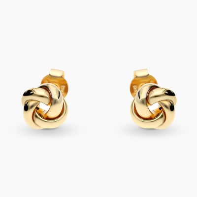 Kolczyki na sztyft z żółtego złota 585 supełki