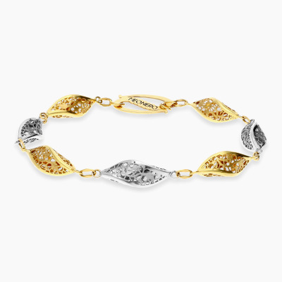 Bransoletka z dwukolorowego złota 585 ażurowa 4,87g