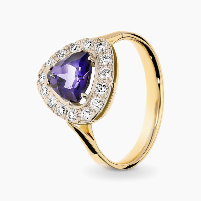 Pierścionek złoty 585 ze spinelem 1,47 ct i brylantami...