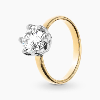 Pierścionek zaręczynowy złoty 585 z imponującym brylantem...