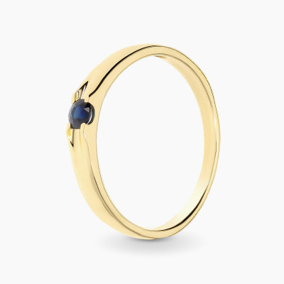Pierścionek z żółtego złota 585 z szafirem 0,13 ct