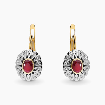 Kolczyki dwukolorowe złoto 585 z brylantami 0,18 ct i...