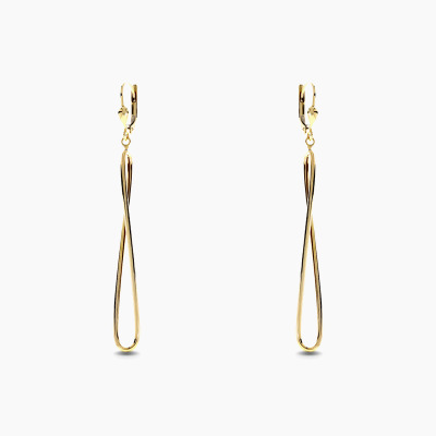 Kolczyki asymetryczne z żółtego złota 585 długie, wiszące