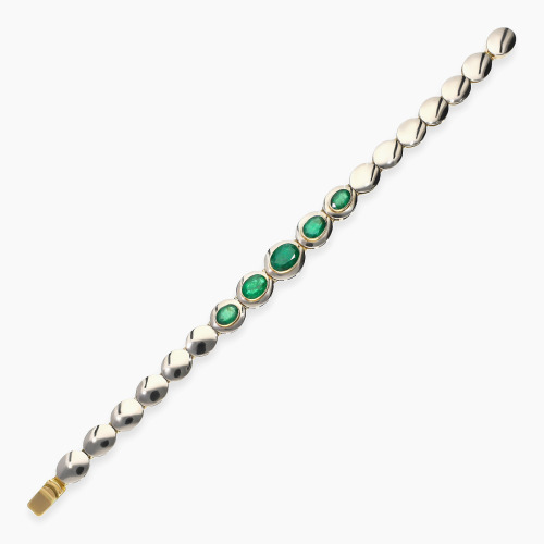 Bransoleta z białego i żółtego złota 585 ze szmaragdami 5,94 ct