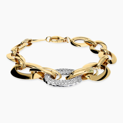 Bransoletka dwukolorowe złoto 585 duże ogniwa z...