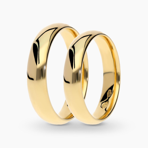 Obrączki Lombardia z żółtego złota 585 półokrągłe 4 mm z soczewką