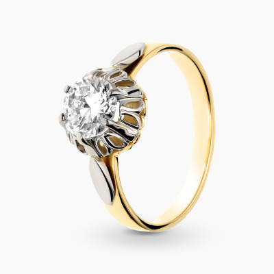 Pierścionek ręcznie wykonany ze złota 585 z brylantem...