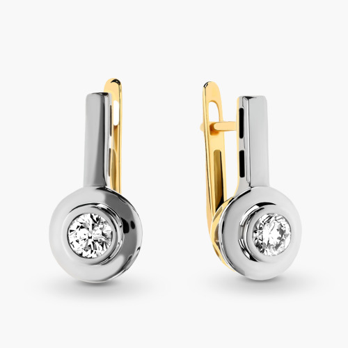 Kolczyki białe i żółte złoto 585 z brylantami 0,61 ct