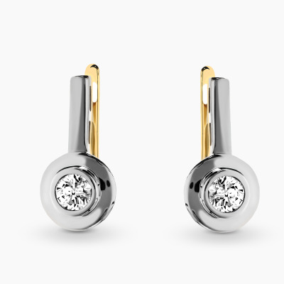 Kolczyki białe i żółte złoto 585 z brylantami 0,61 ct