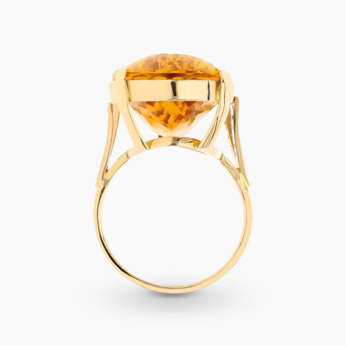 Pierścionek złoty 585 z dużym cytrynem 36,88 ct i brylantami 0,21 ct