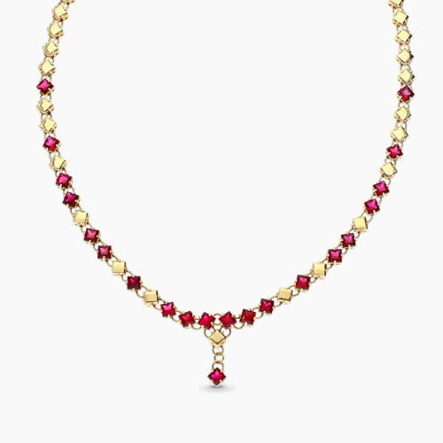 Naszyjnik kolia z żółtego złota 585 z naturalnymi turmalinami 7,5 ct