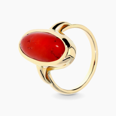 Pierścionek z żółtego złota 585 z okazałym, owalnym...