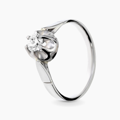 Pierścionek z białego złota 585 z brylantem 0,31 ct VS/G