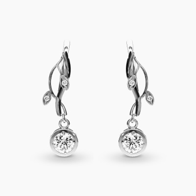 Kolczyki wiszące białe złoto palladowe z brylantami 2,08 ct
