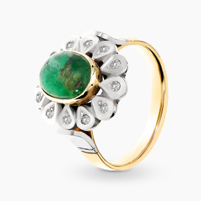 Pierścionek ze złota 585 z owalnym szmaragdem 2,54 ct i...