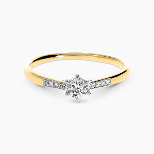 Pierścionek z żółtego i białego złota 585 z diamentami 0,12 ct Si/H   1,66 g