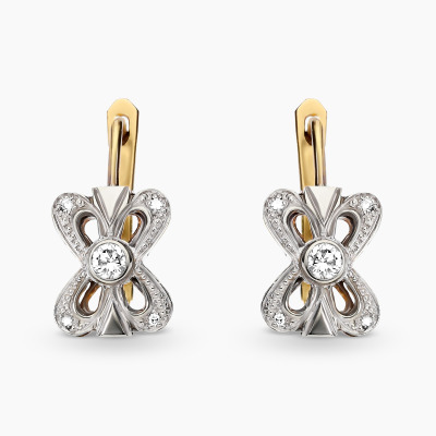 Kolczyki z dwukolorowego złota 585 z brylantami 0,25 ct Vs/I