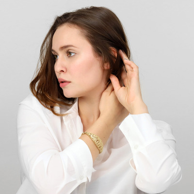 Bransoletka ażurowa z żółtego złota 585 sztywna 14,6 g 2