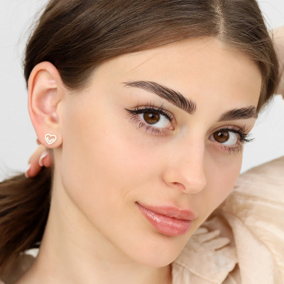 Kolczyki serca z żółtego złota 585 z brylantami i... 2