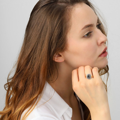 Pierścionek ze srebra i złota 585 z cyrkoniami i... 2