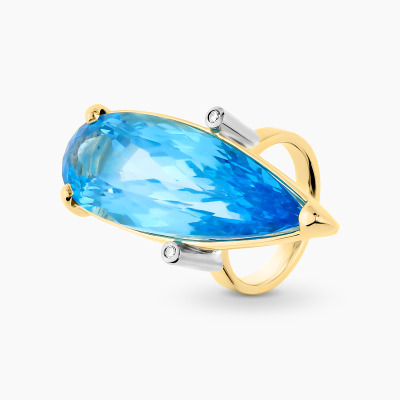 Pierścionek dwukolorowe złoto 585 z brylantami 0,06 ct i...