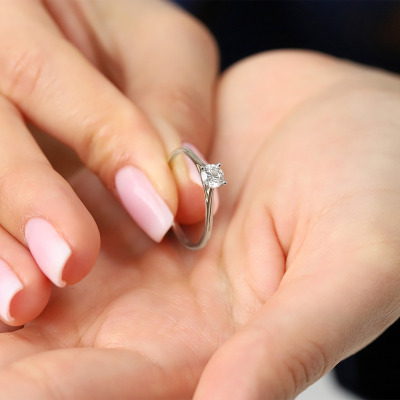 Pierścionek zaręczynowy Sorrento białe złoto 585 z... 2