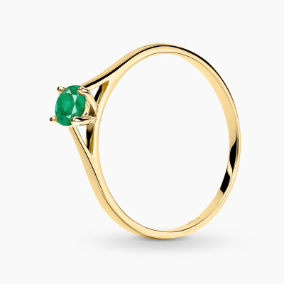 Pierścionek Sorrento z żółtego złota 585 ze szmaragdem...