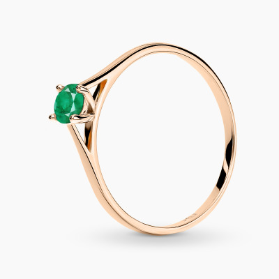 Pierścionek Sorrento z różowego złota 585 ze szmaragdem...