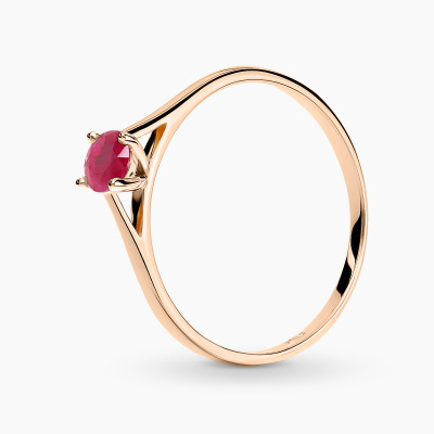 Pierścionek Sorrento z różowego złota 585 z rubinem 0,35 ct