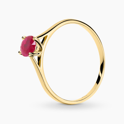 Pierścionek Sorrento z żółtego złota 585 z rubinem 0,60 ct