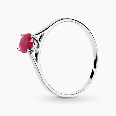 Pierścionek Sorrento z białego złota 585 z rubinem 0,60 ct