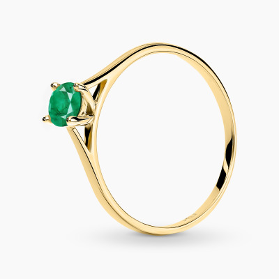 Pierścionek Sorrento z żółtego złota 585 ze szmaragdem...