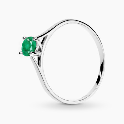 Pierścionek Sorrento z białego złota 585 ze szmaragdem...