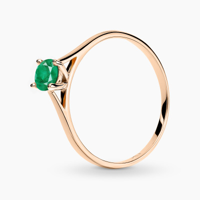 Pierścionek Sorrento z różowego złota 585 ze szmaragdem...
