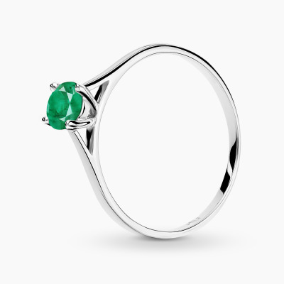 Pierścionek Sorrento z białego złota 585 ze szmaragdem...