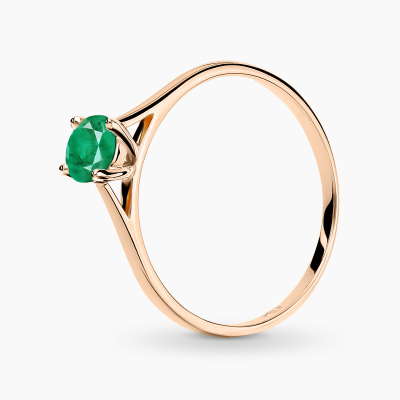 Pierścionek Sorrento z różowego złota 585 ze szmaragdem...