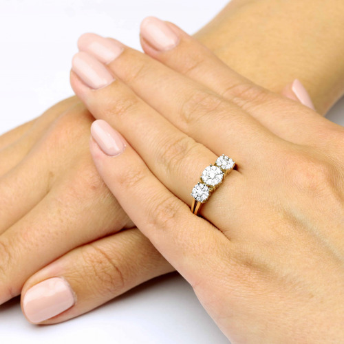 Pierścionek z dwukolorowego złota 585 z brylantami 0,44 ct