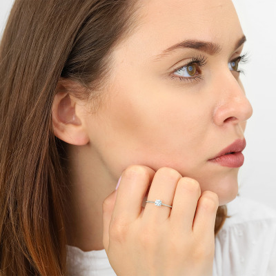 Pierścionek zaręczynowy Sorrento białe złoto 585 z... 2