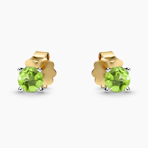 Kolczyki Sorrento dwukolorowe złoto 585 z oliwinami 0,60 ct