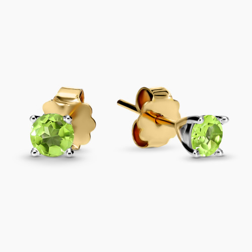 Kolczyki Sorrento dwukolorowe złoto 585 z oliwinami 0,60 ct