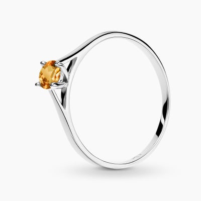 Pierścionek Sorrento z białego złota 585 z cytrynem 0,25 ct