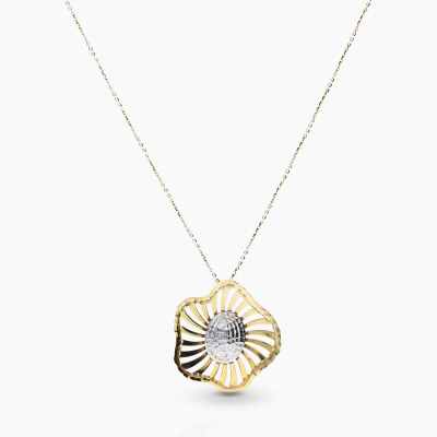 Naszyjnik z żółtego i białego złota 585 ażurowy kwiatek...