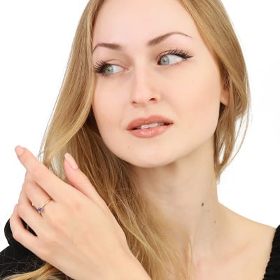 Pierścionek Vicenza dwukolorowe złoto 585 z tanzanitem... 2