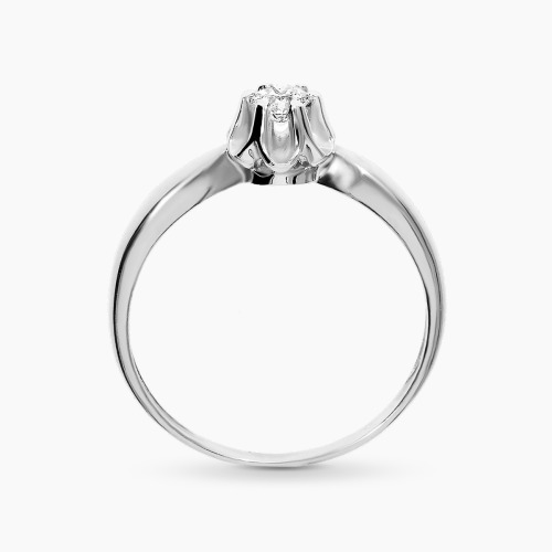 Pierścionek z białego złota 585 z brylantem 0,15 ct Si/J