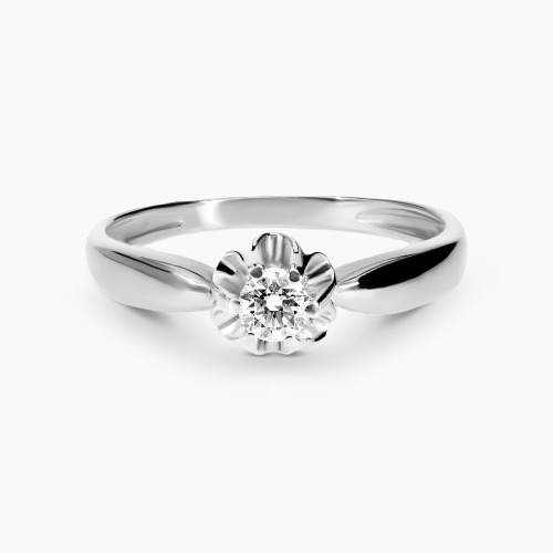 Pierścionek z białego złota 585 z brylantem 0,15 ct Si/J