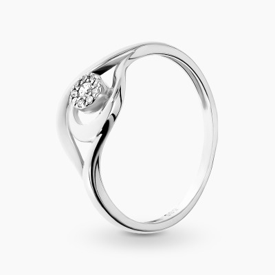 Pierścionek z białego złota 585 z brylantem 0,04 ct w...
